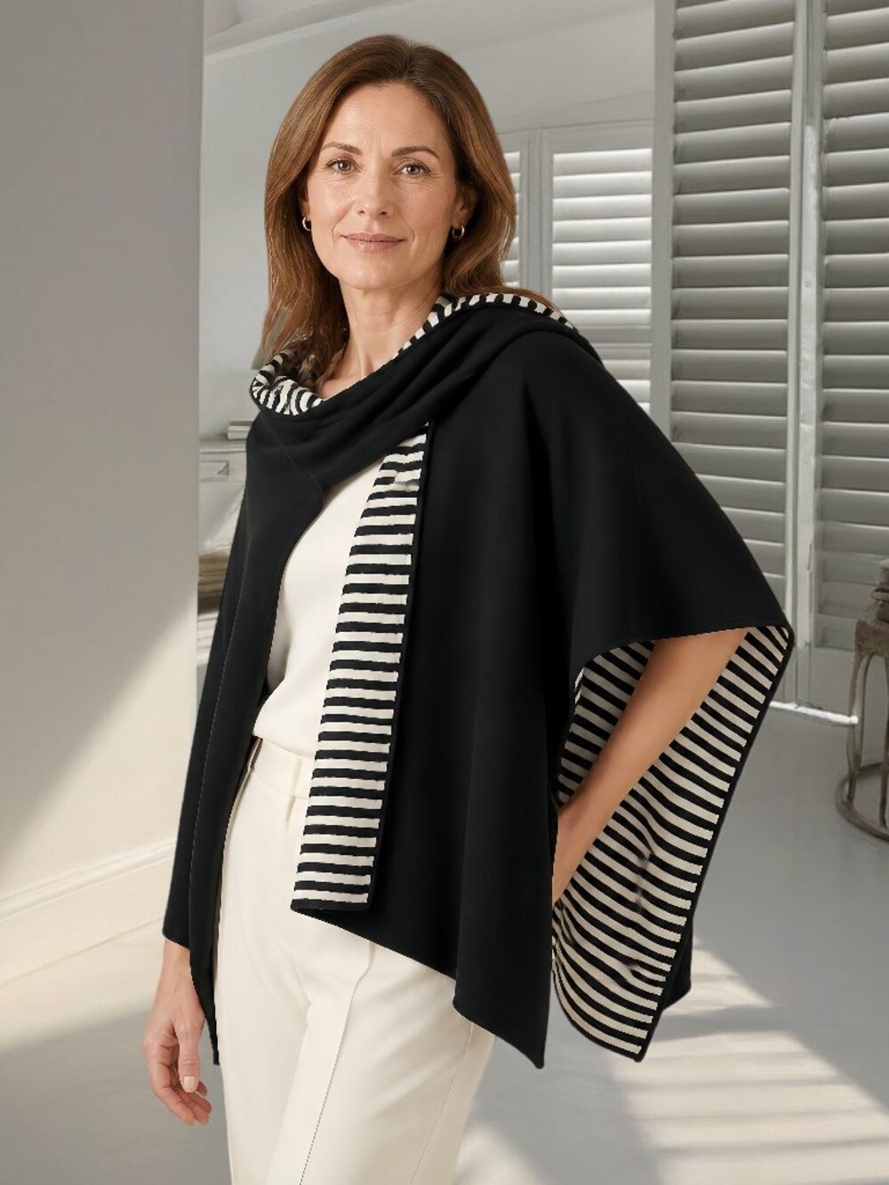 🖤 REVERSIBLE Pima Cotton Cape — 2 Looks in 1! 🖤